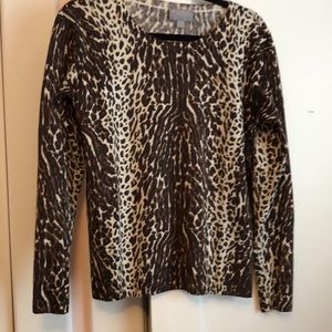 Cashmere Leopard Print Crew Neck